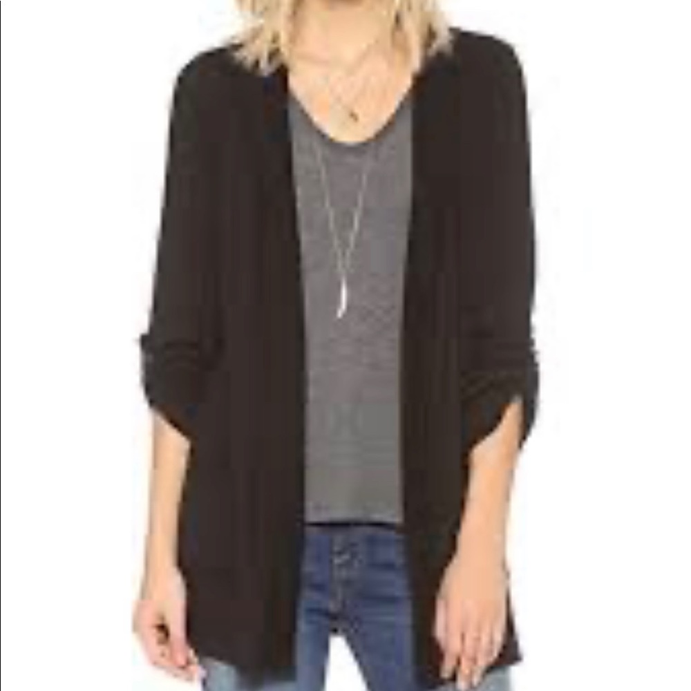 Splendid Jersey Open Pocketed Cardigan Green XS
